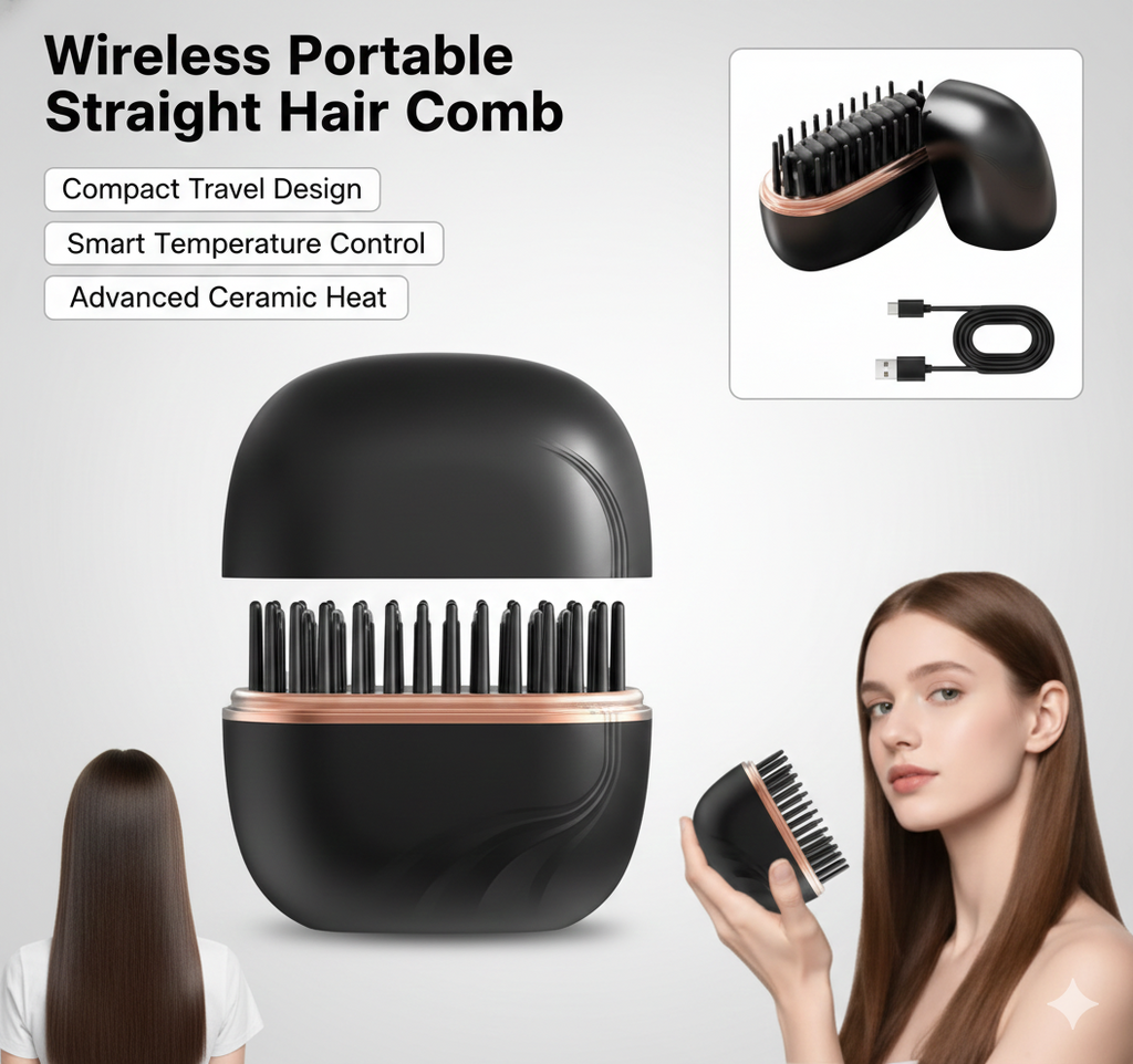 Wireless Portable Hair Straightening Comb