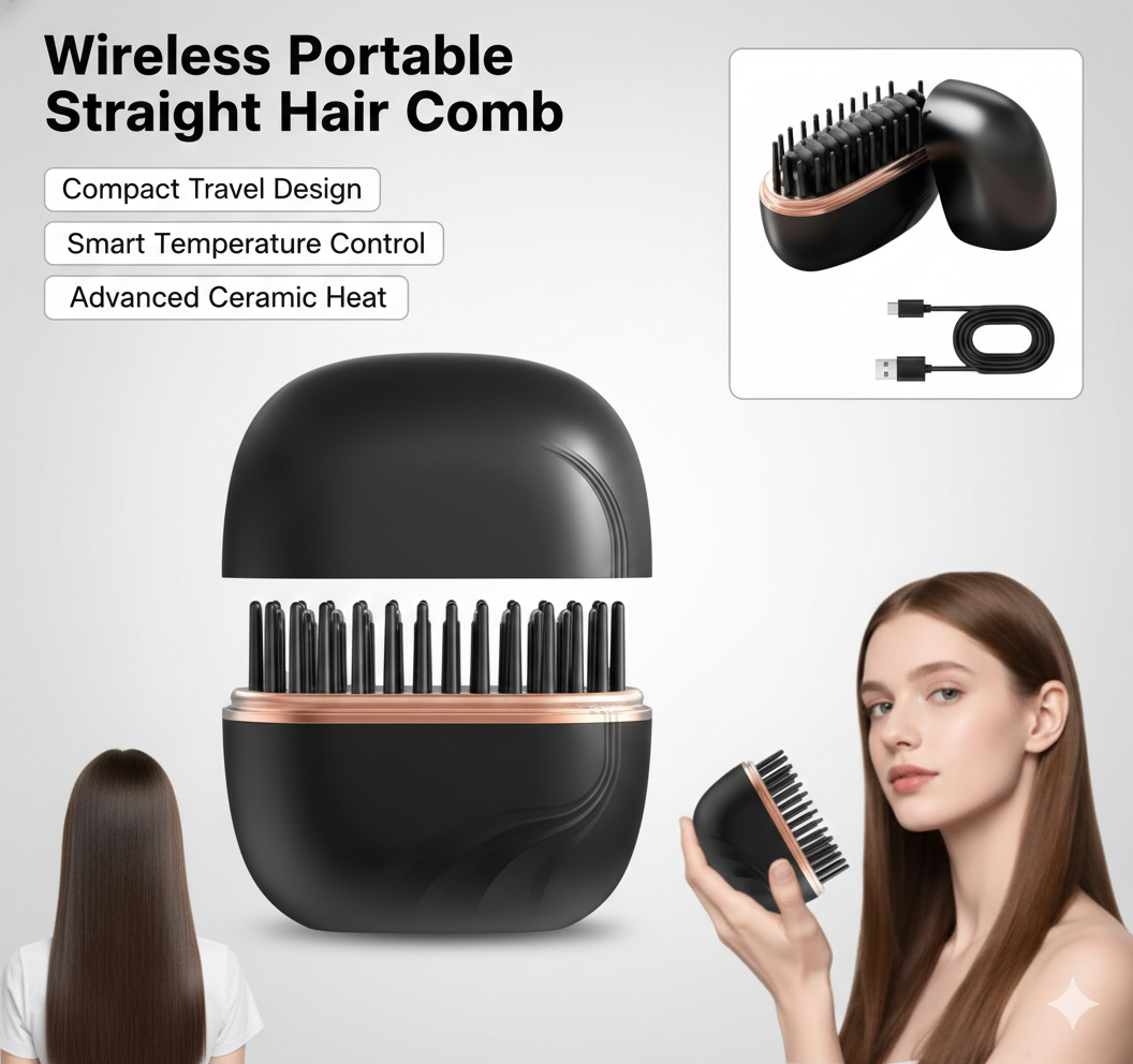 Wireless Portable Hair Straightening Comb